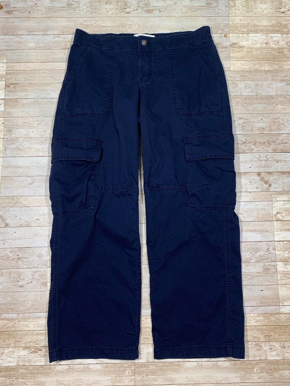 Hollister Low Rise Baggy Cargo Pants Navy Blue Size 12 Y2K